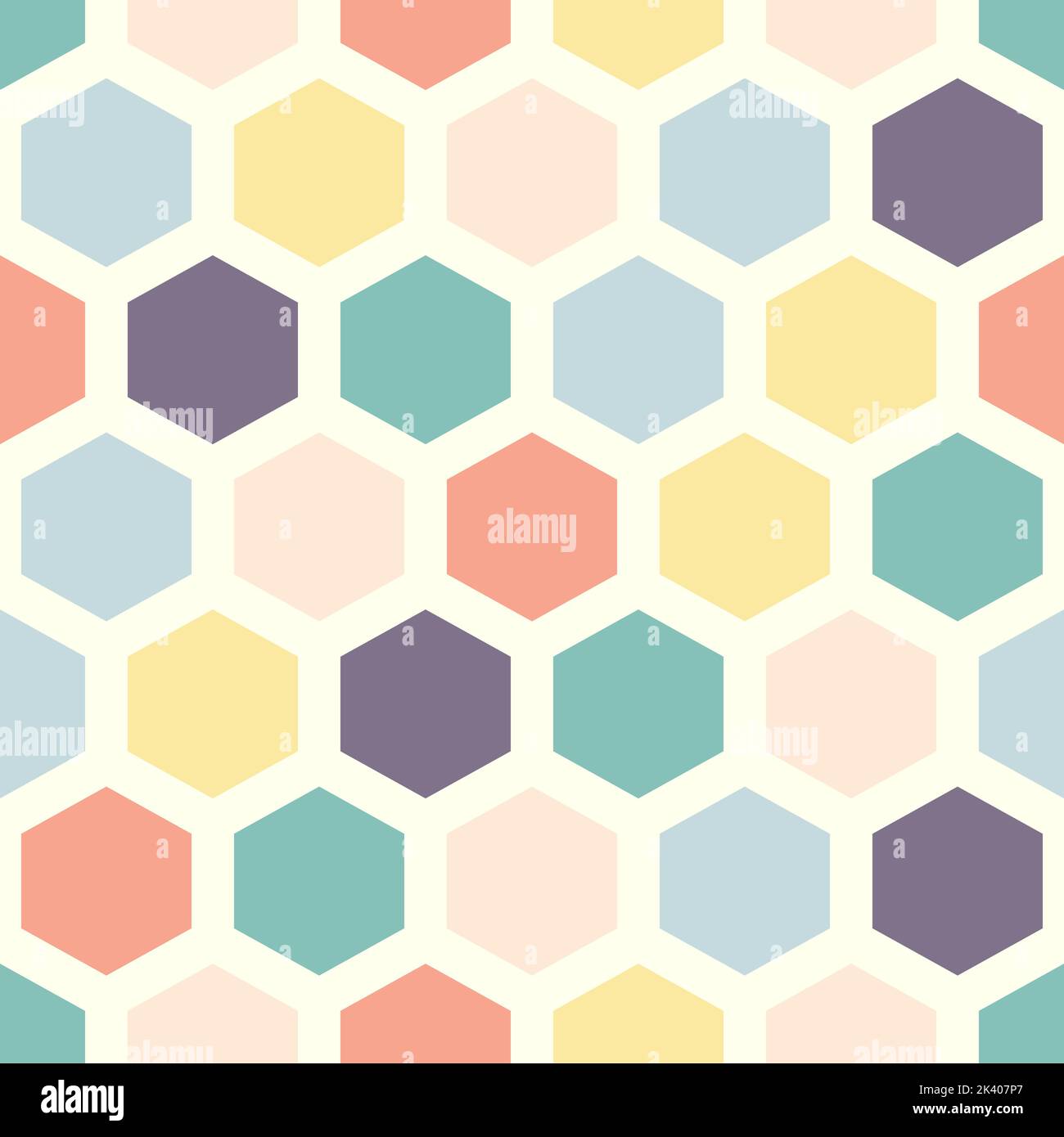 Seamless pattern with pastel colored hexagons  Stock Vector