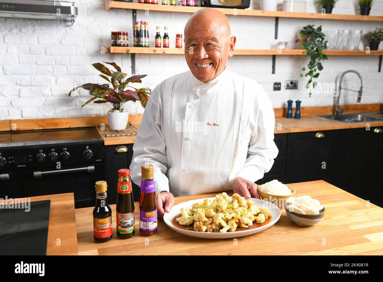 EDITORIAL USE ONLY Ken Hom cooks 'Ken's Braised Cauliflower with Oyster