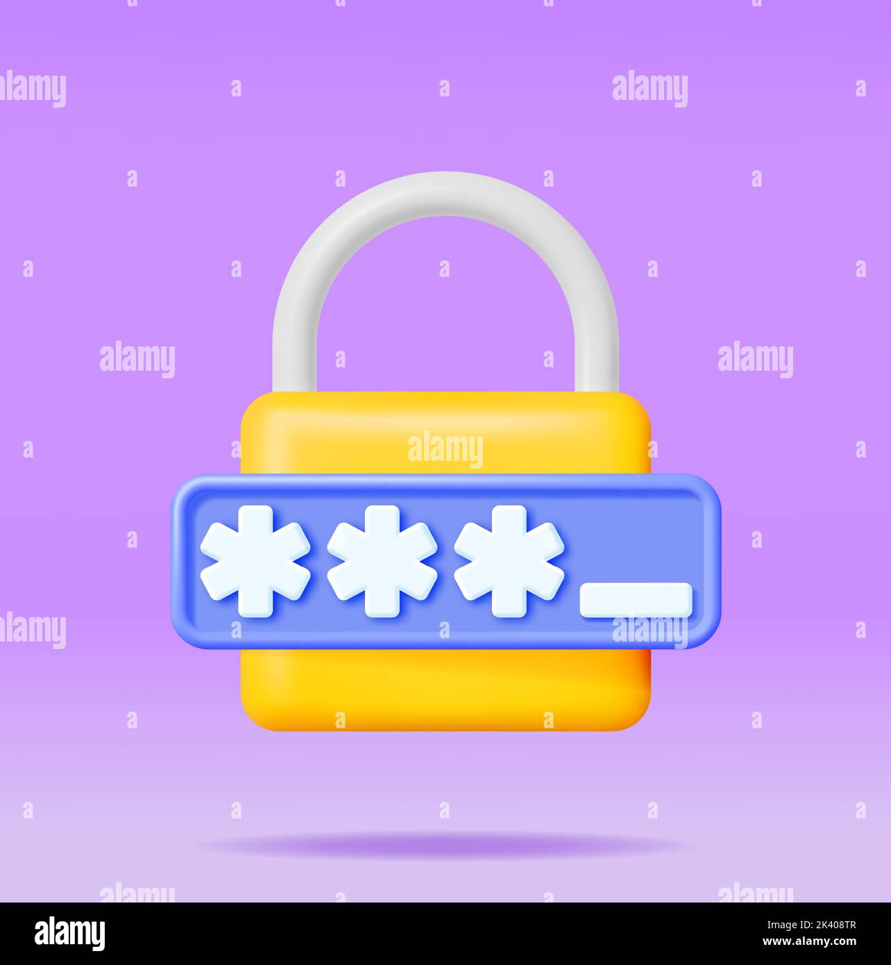 3D Password Field with Padlock Isolated. Stock Vector