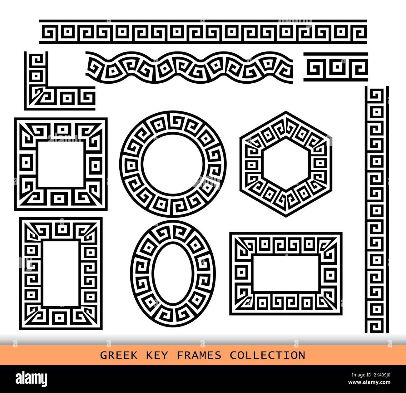 Ancient Greek black frames patterns collection, set of antique borders ...