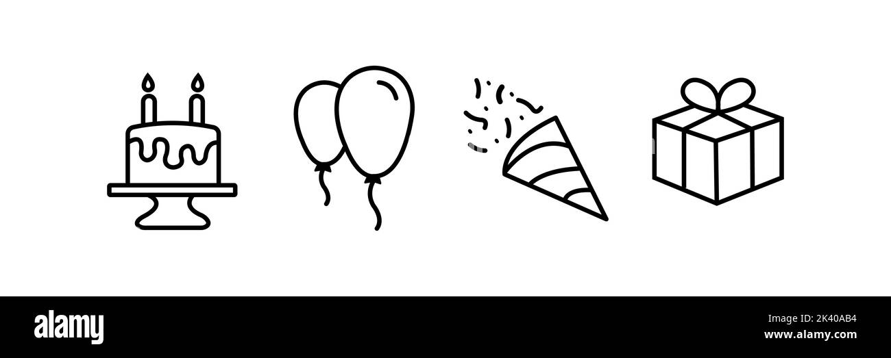 Party related icons thin vector icon set, black and white kit Stock ...