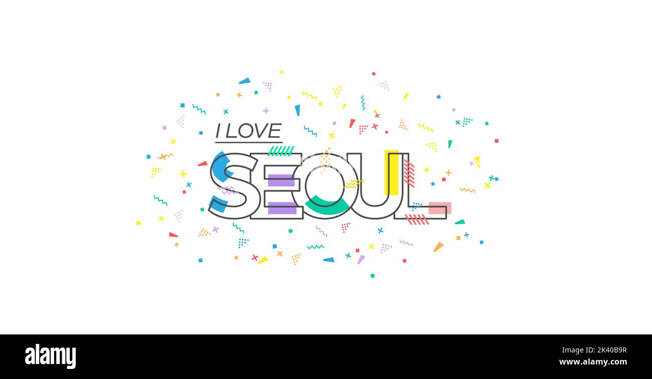 I love Seoul. Vector lettering for postcards, posters, posters and banners. Flat design Stock Vector