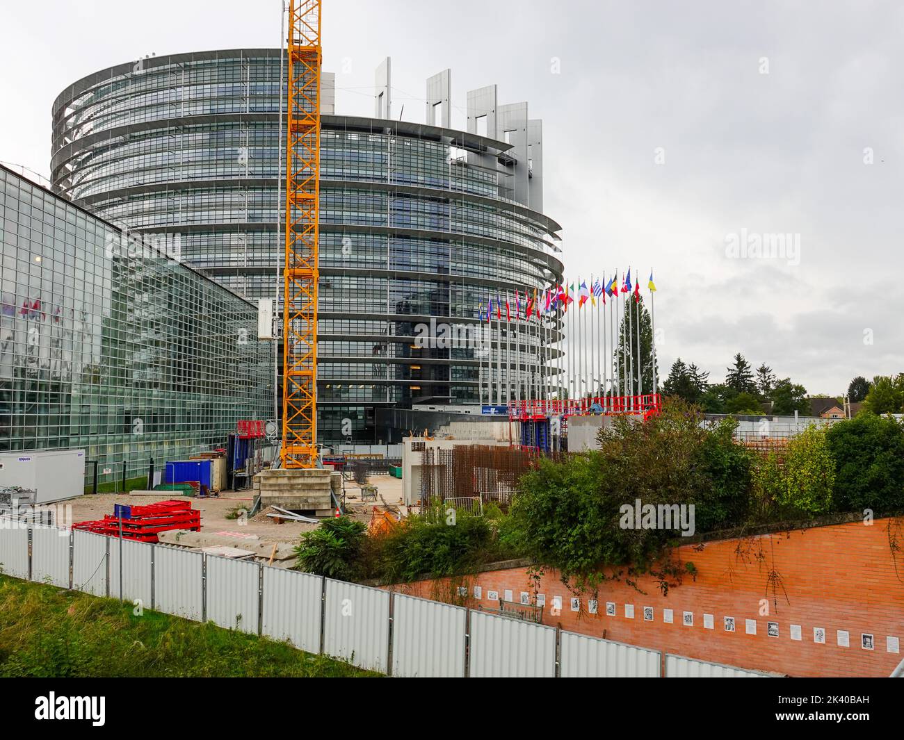 New construction, renovation, growth, work site at European Parliament building, Strasbourg, France. Stock Photo