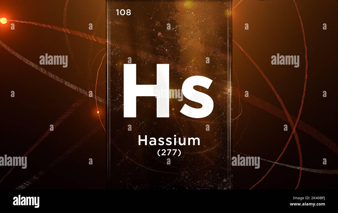 Hassium (Hs) symbol chemical element of the periodic table, 3D ...