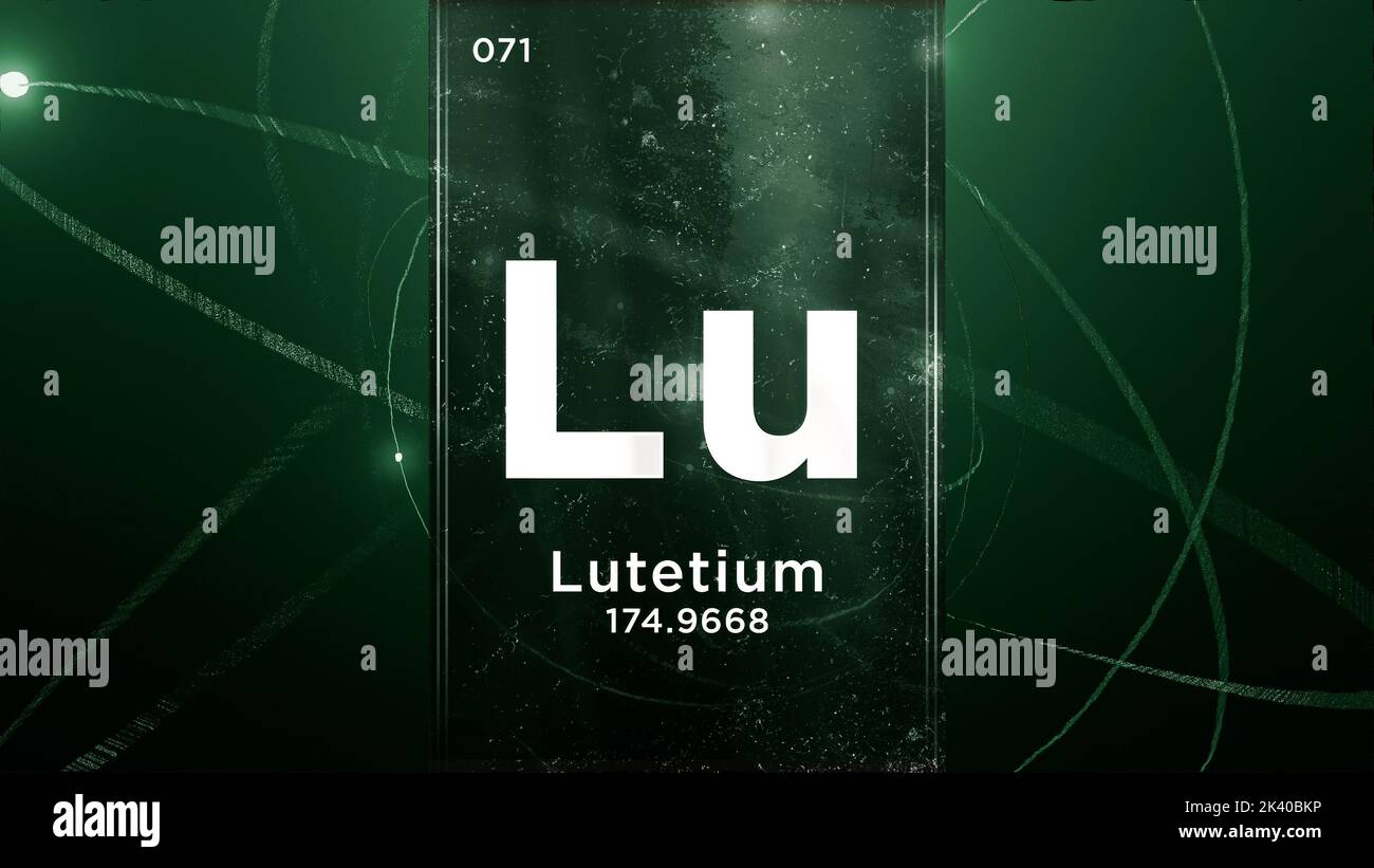 Lutetium (Lu) symbol chemical element of the periodic table, 3D