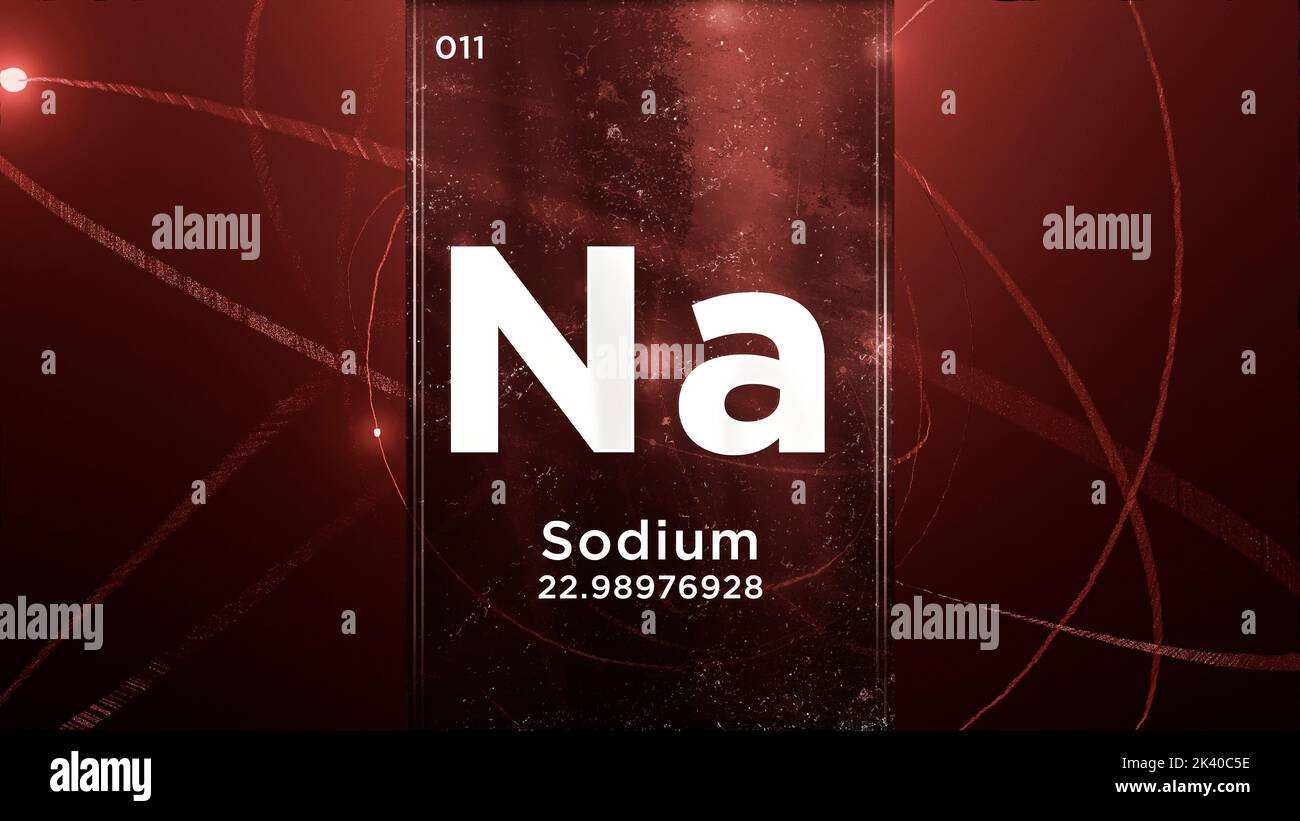 Sodium (Na) symbol chemical element of the periodic table, 3D animation ...