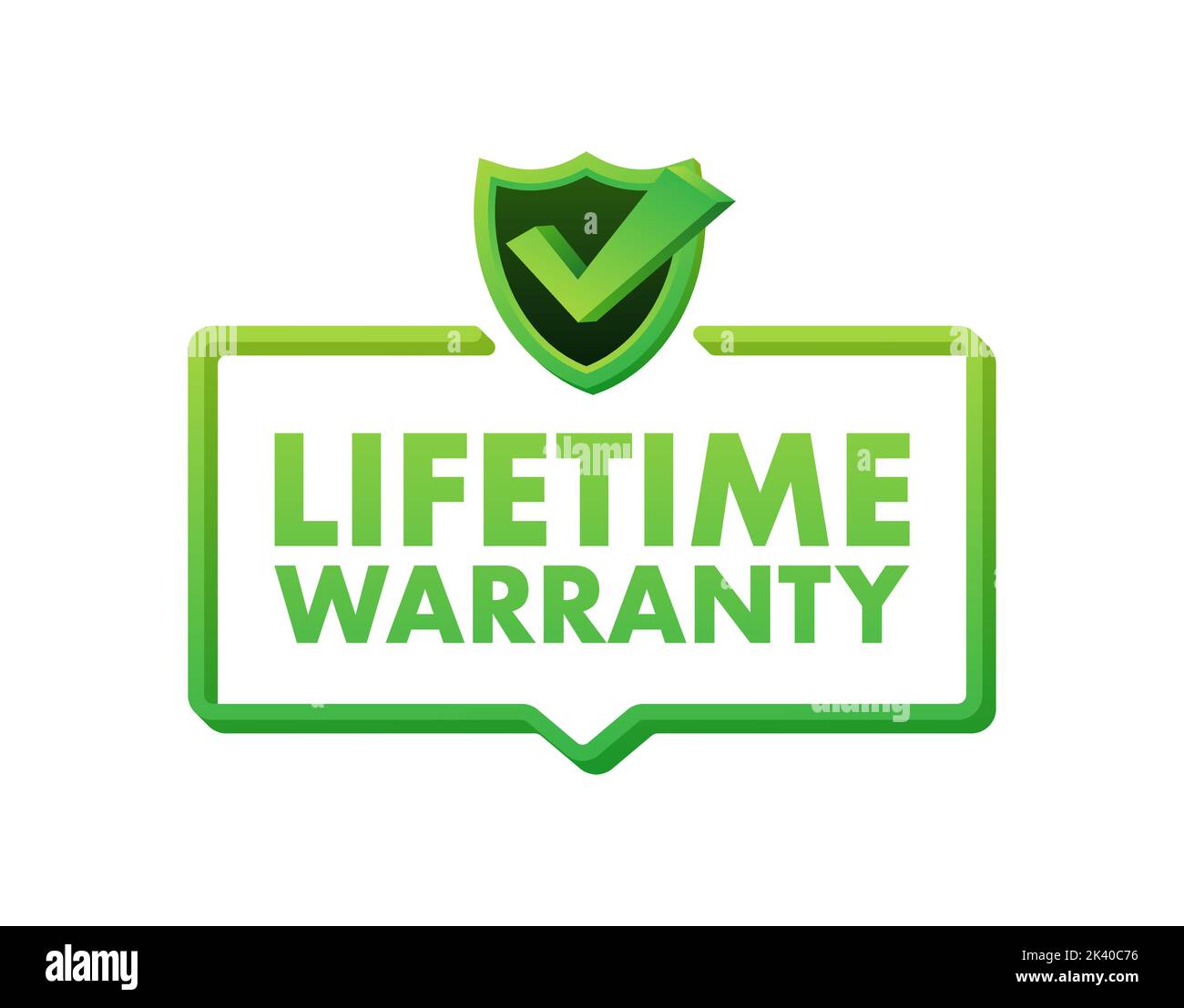 Flat banner with red lifetime warranty. Flat vector illustration