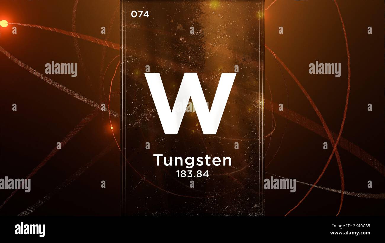 Tungsten (W) symbol chemical element of the periodic table, 3D