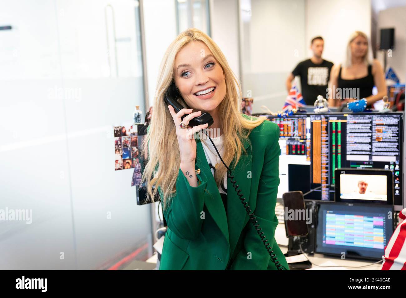 Laura Whitmore during the BGC annual charity day at Canary Wharf in London, in commemoration of BGC's 658 colleagues and the 61 Eurobrokers employees lost on 9/11. Over the past 18 years, approximately 192 million US Dollars has been raised as a direct result of the charity day. Picture date: Thursday September 29, 2022. Stock Photo