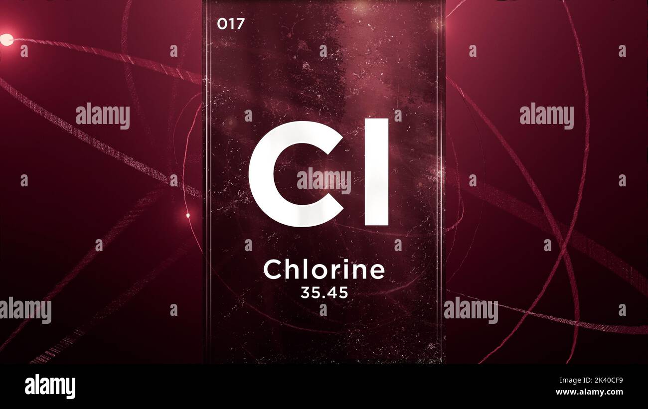 Chlorine (Cl) symbol chemical element of the periodic table, 3D