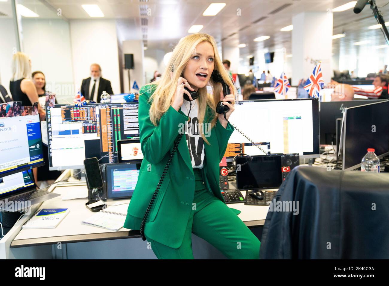Laura Whitmore during the BGC annual charity day at Canary Wharf in London, in commemoration of BGC's 658 colleagues and the 61 Eurobrokers employees lost on 9/11. Over the past 18 years, approximately 192 million US Dollars has been raised as a direct result of the charity day. Picture date: Thursday September 29, 2022. Stock Photo
