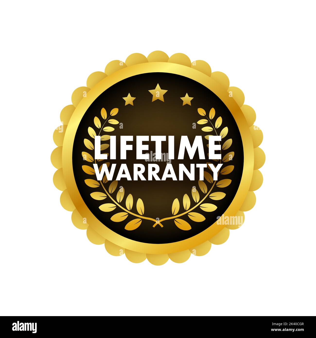 Flat banner with red lifetime warranty. Flat vector illustration
