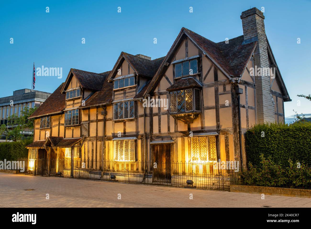 William Shakespeare birthplace at dawn. Henley street, Stratford upon Avon, Warwickshire, England Stock Photo