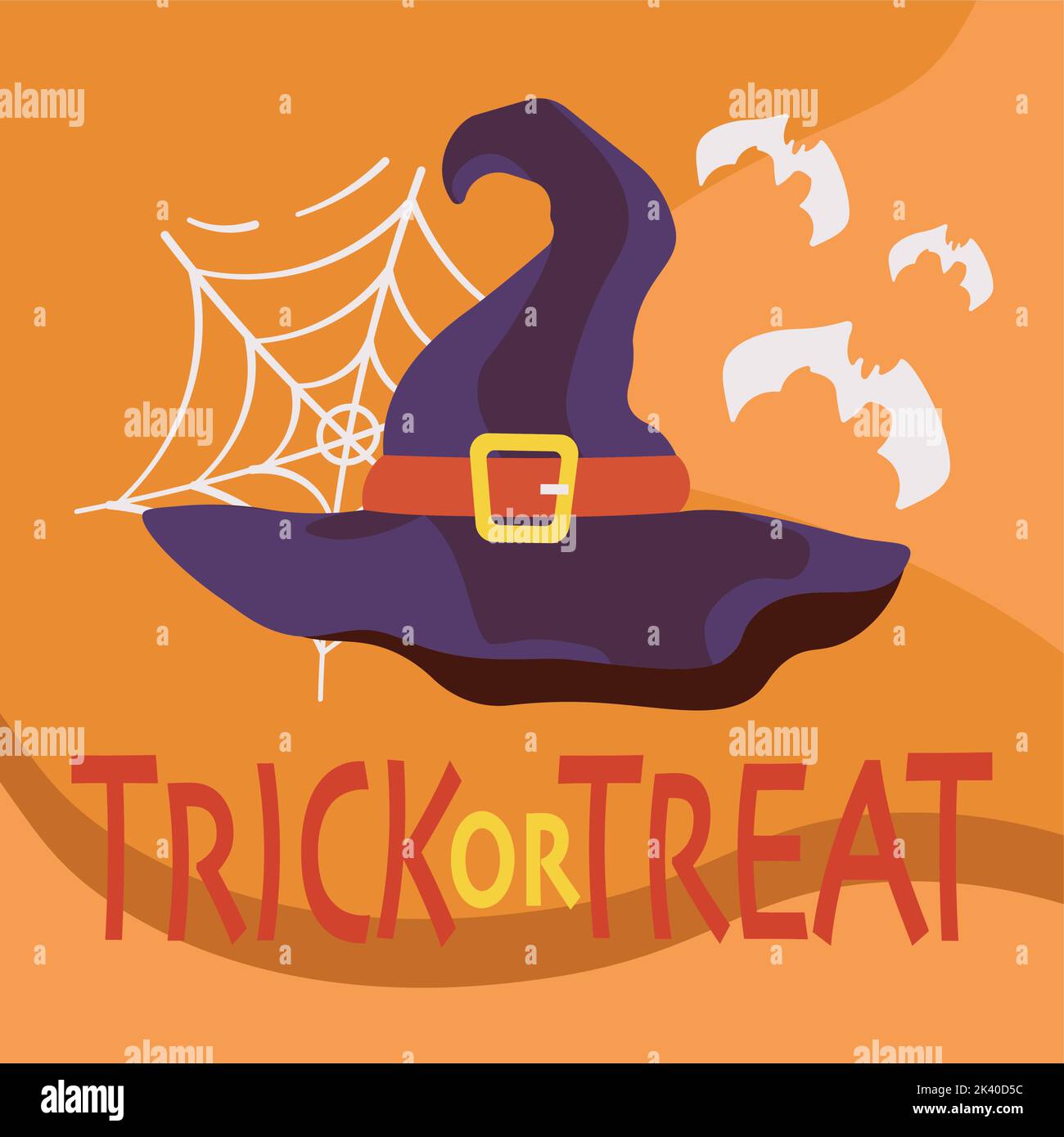 square card with witch hat halloween vector Stock Vector