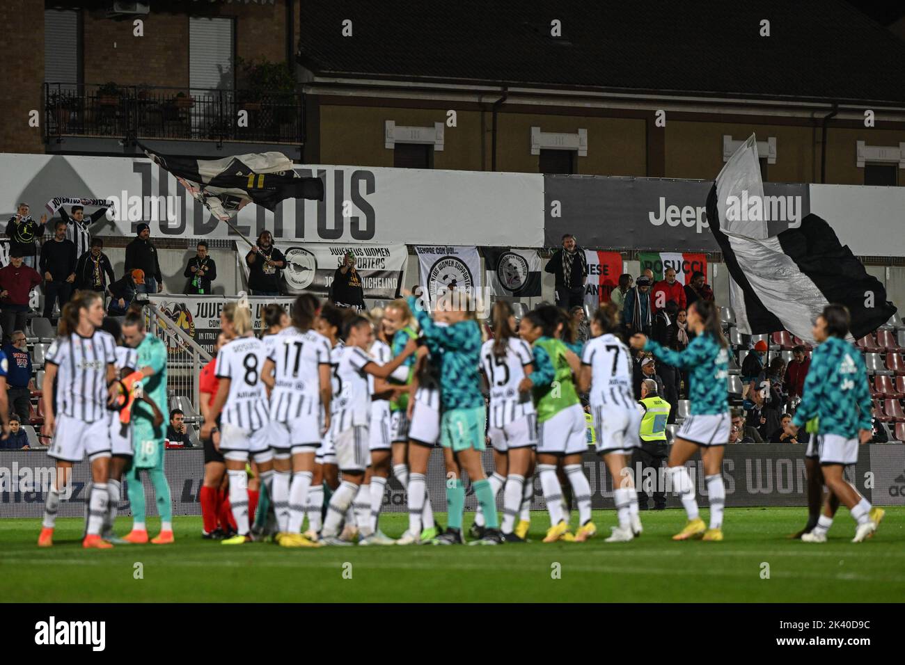 Alessandria, Italy. 28th Sep, 2022. Moccagatta Stadium, 28.09.22 Fans of Juventus FC in the clubhouse turn celebrate the victory after the UEFA Womens Champions League qualifying round 2nd leg match between Juventus and HB Koge at Moccagatta Stadium in Alessandria, Italy Soccer (Cristiano Mazzi/SPP) Credit: SPP Sport Press Photo. /Alamy Live News Stock Photo