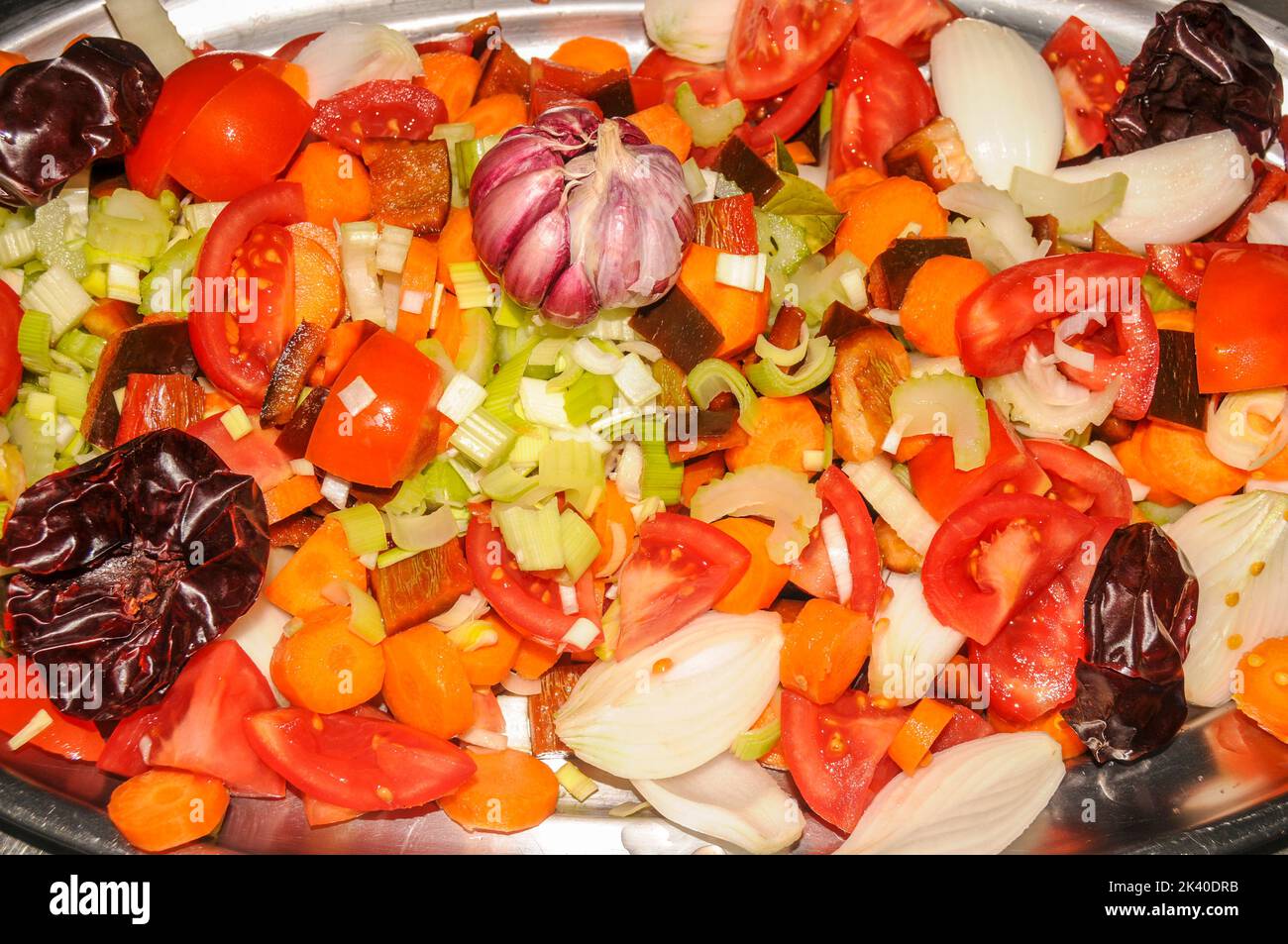 Vegetable ingredients to prepare a stew Stock Photo