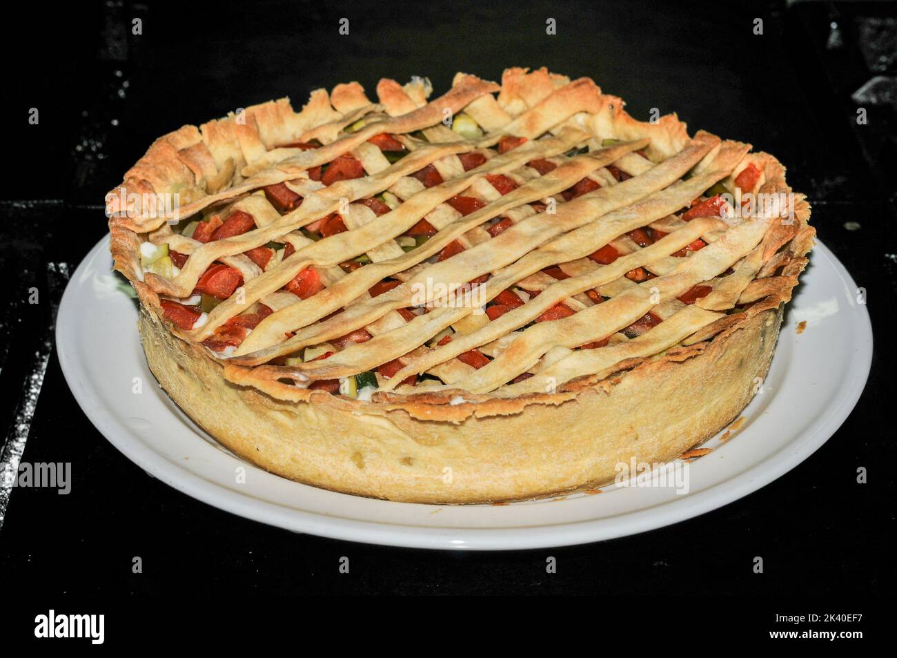 Assorted vegetable pie in shortcrust pastry Stock Photo