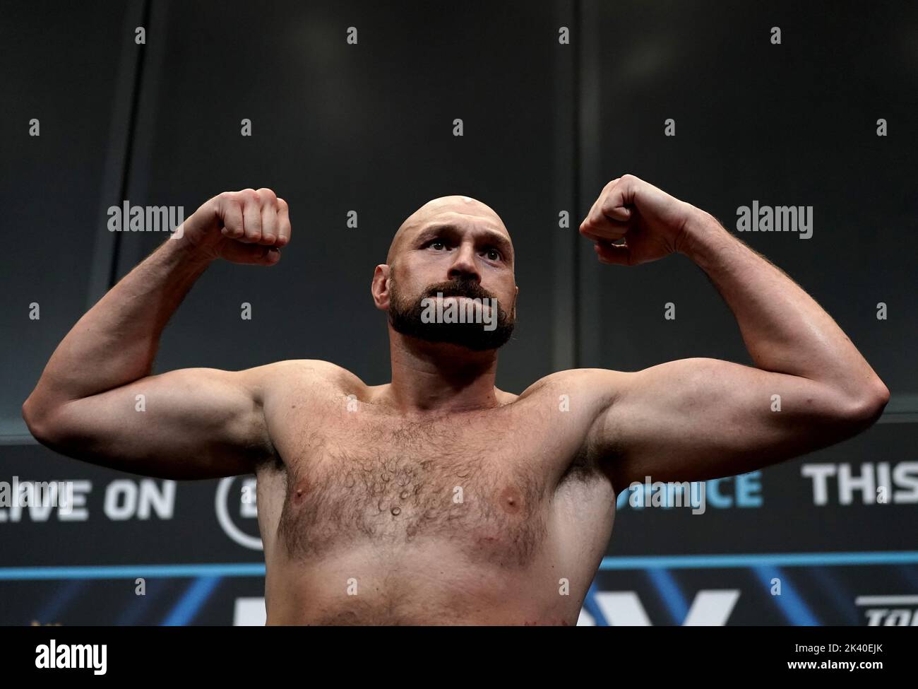 File photo dated 23-04-2022 of Tyson Fury, who claimed there are no more roadblocks for a proposed world heavyweight title showdown against Anthony Joshua but insisted his British rival had to sign the fight contract on Thursday. Issue date: Thursday September 29, 2022. Stock Photo