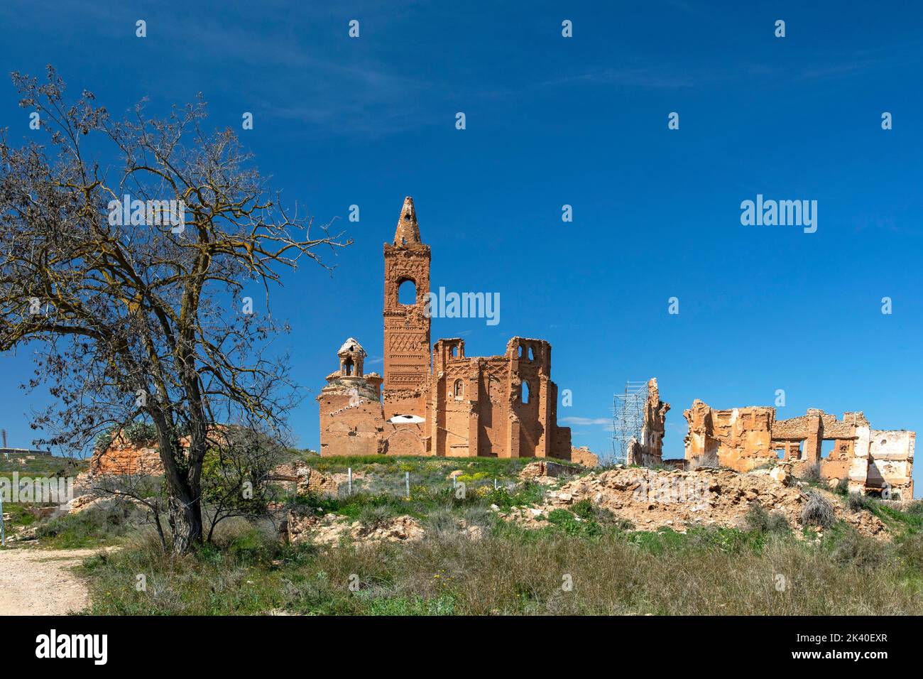 ruin of the church destroyed in the Spanish civil war in 1937, Spain