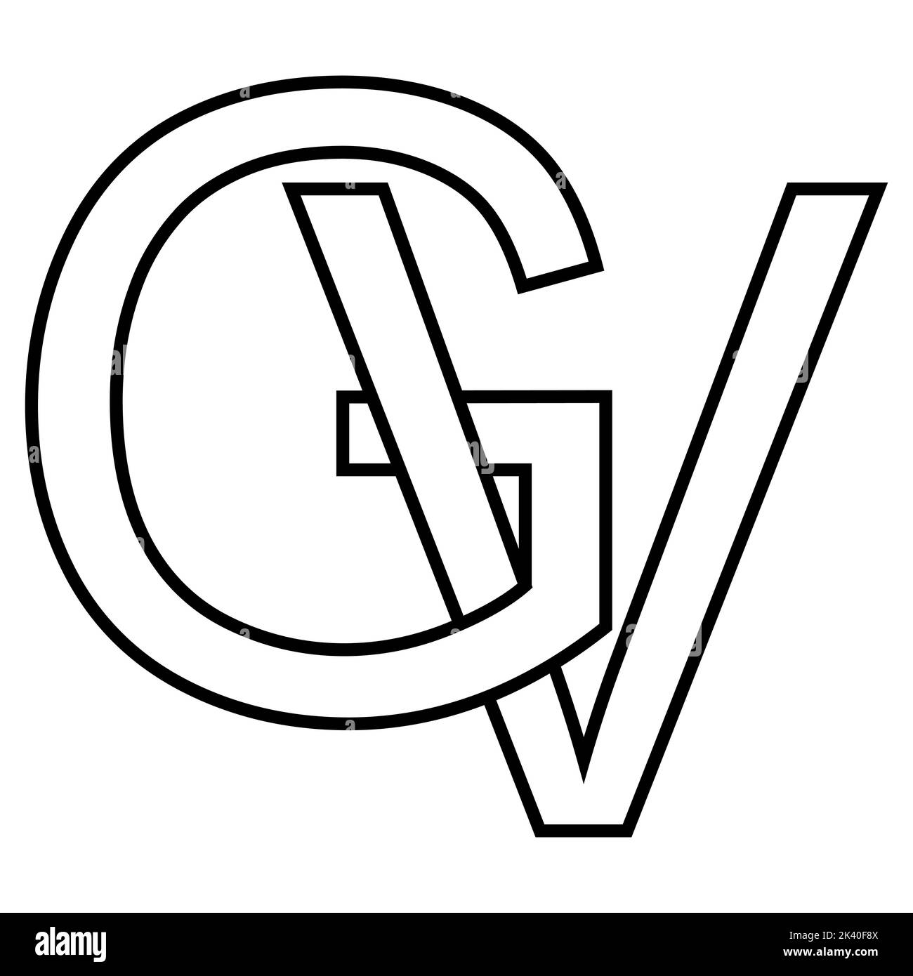 Logo sign gv vg icon, nft interlaced letters g v Stock Vector