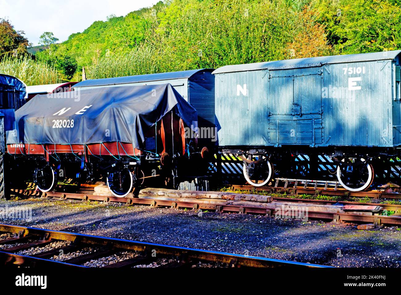 North Eastern Wagons, Levisham, North Yorkshire Moors Railway, England Stock Photo