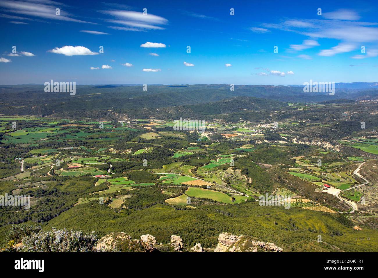 varied cultural landscape, Sarsamacuello, Spain, Aragon, Huesca Stock Photo