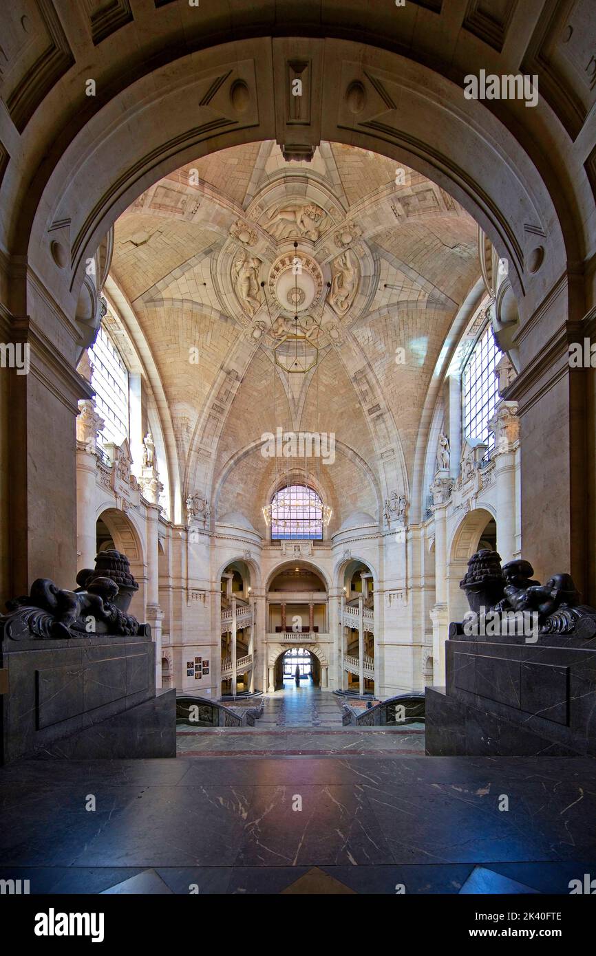 Neues Rathaus, interior view, Wilhelminian palace-like magnificent building in eclectic style, Germany, Lower Saxony, Hanover Stock Photo