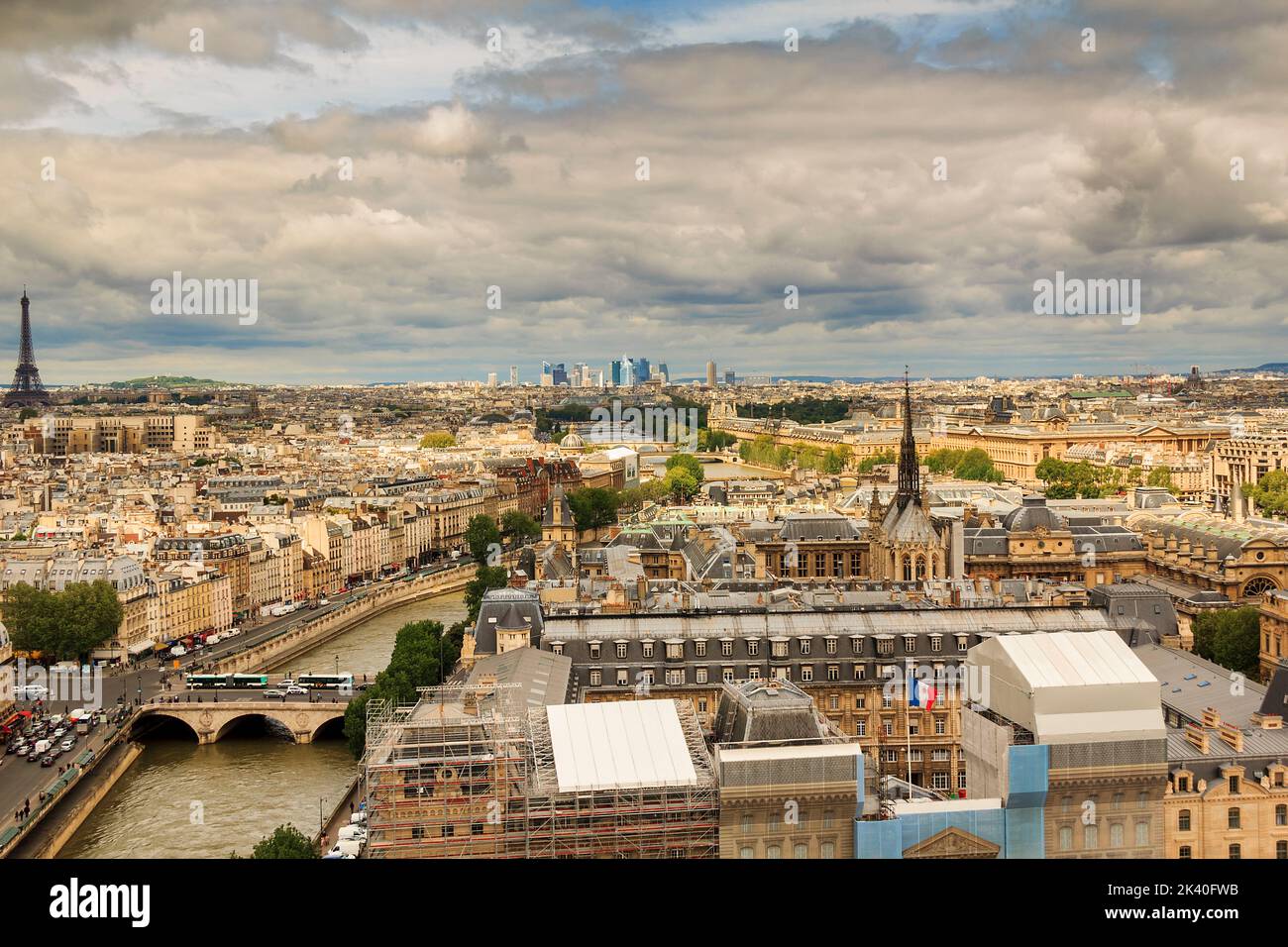 This is panoramic view of Paris from the heights of Notre-Dame de Paris May 13, 2013 in Paris, France. Stock Photo