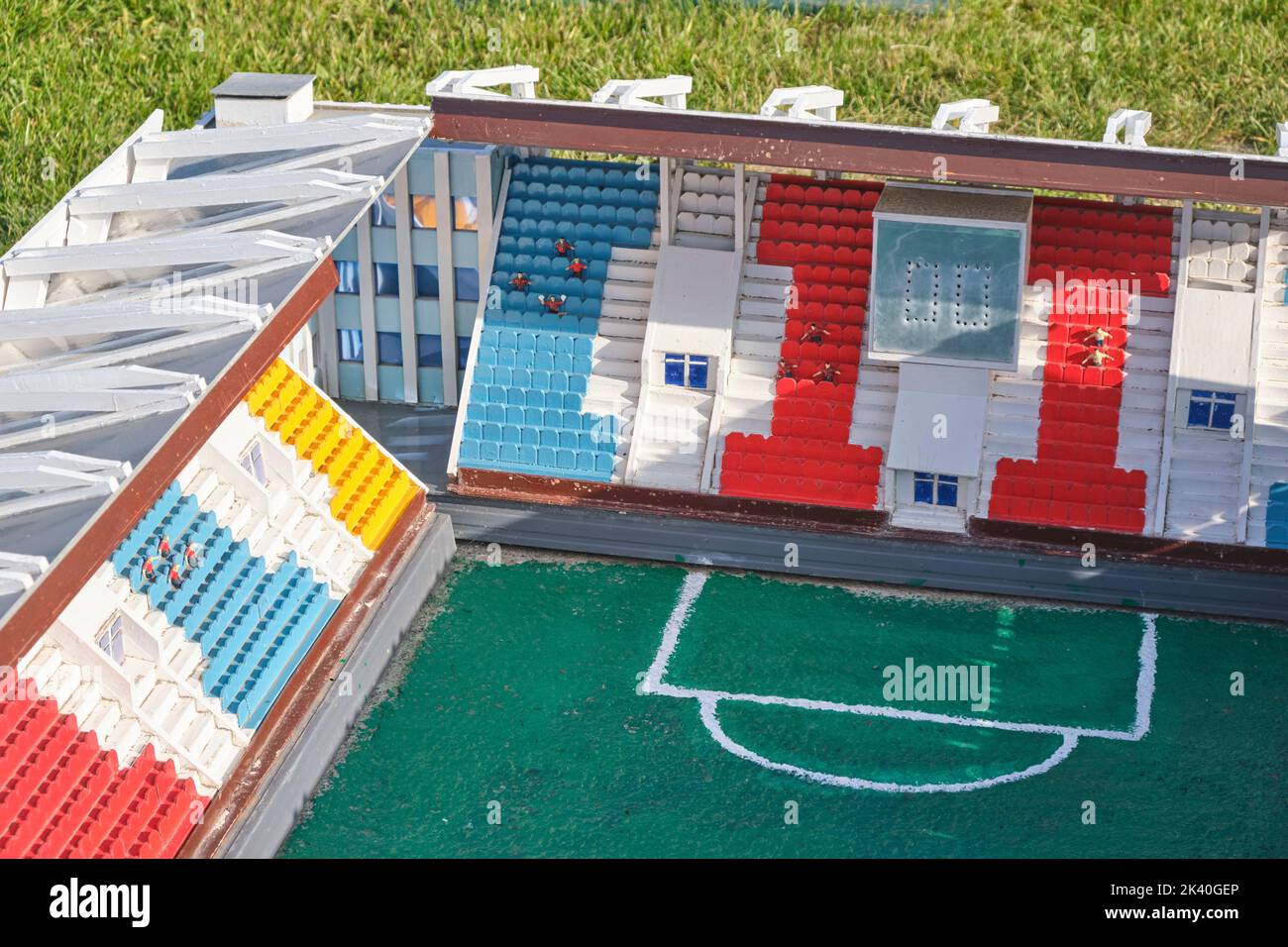 A model of a small football, soccer stadium. At Atameken Map of ...