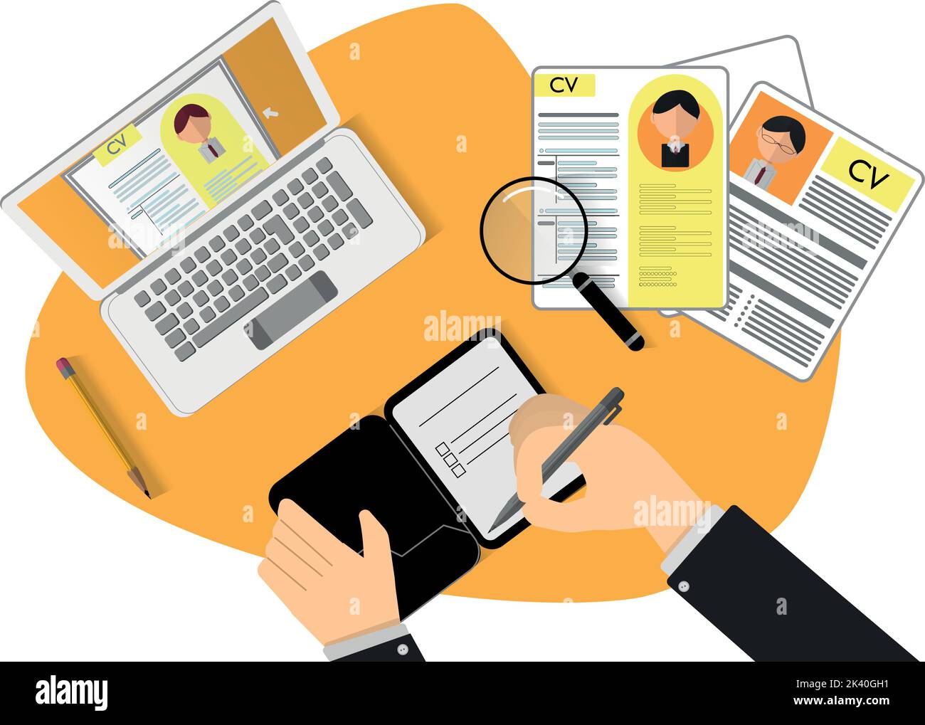 executive choosing resumes of candidates - Executive Choosing Resumes Of Candidates To Fill Vacancy Now Hiring Staff Recruitment Concept Personal Resources Area Vacancies In Work Teams Job 2K40GH1