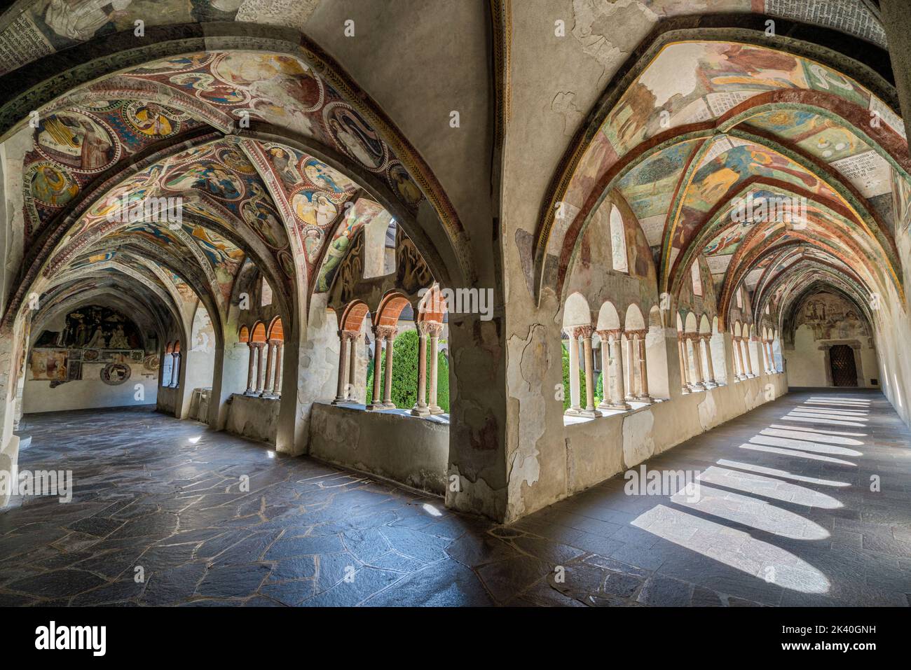 The marvelous frescoed cloister in the Duomo of Bressanone. Province of Bolzano, Trentino Alto Adige, Italy. Stock Photo