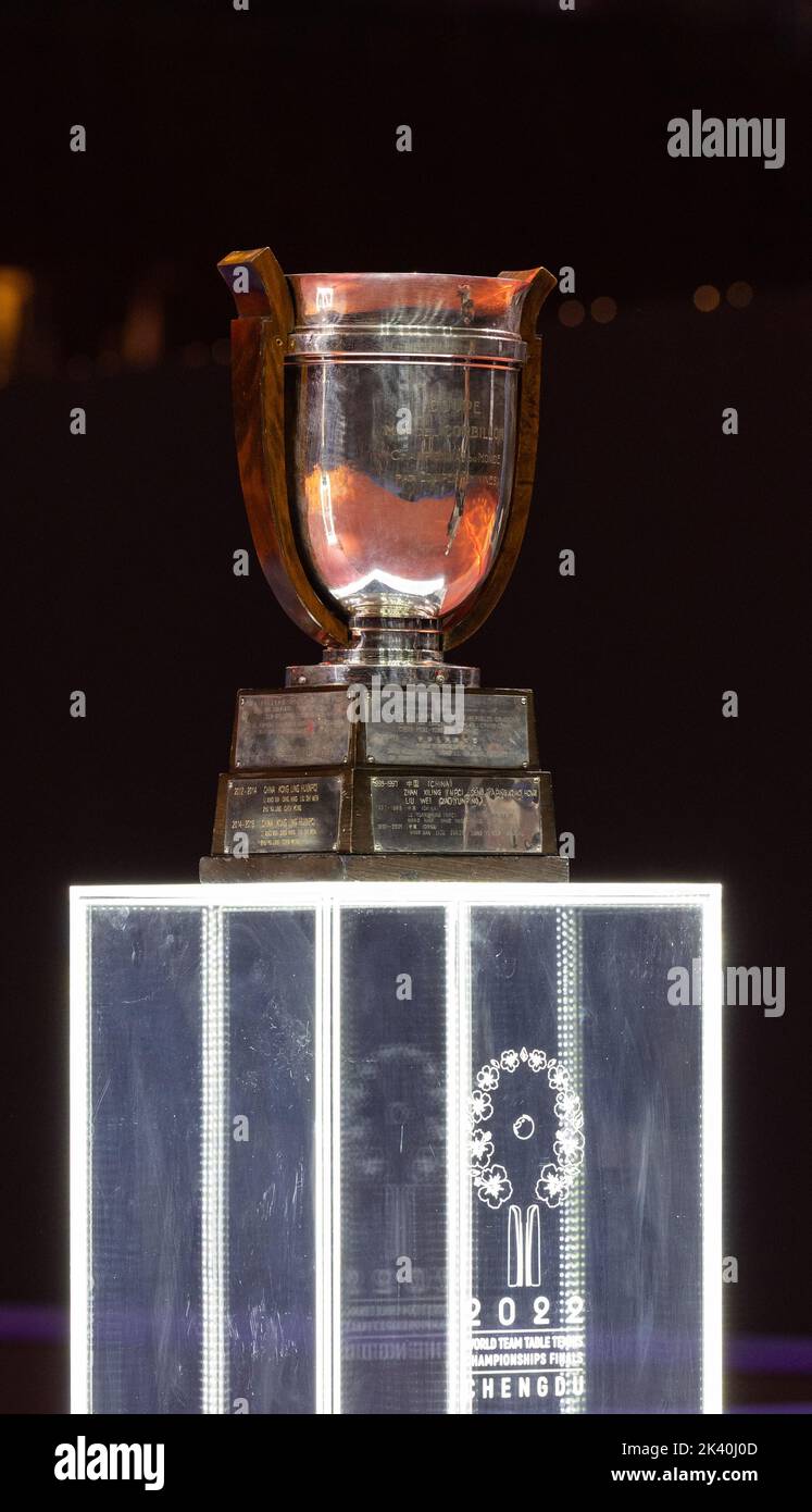 Chengdu, China's Sichuan Province. 29th Sep, 2022. The Corbillon Cup is