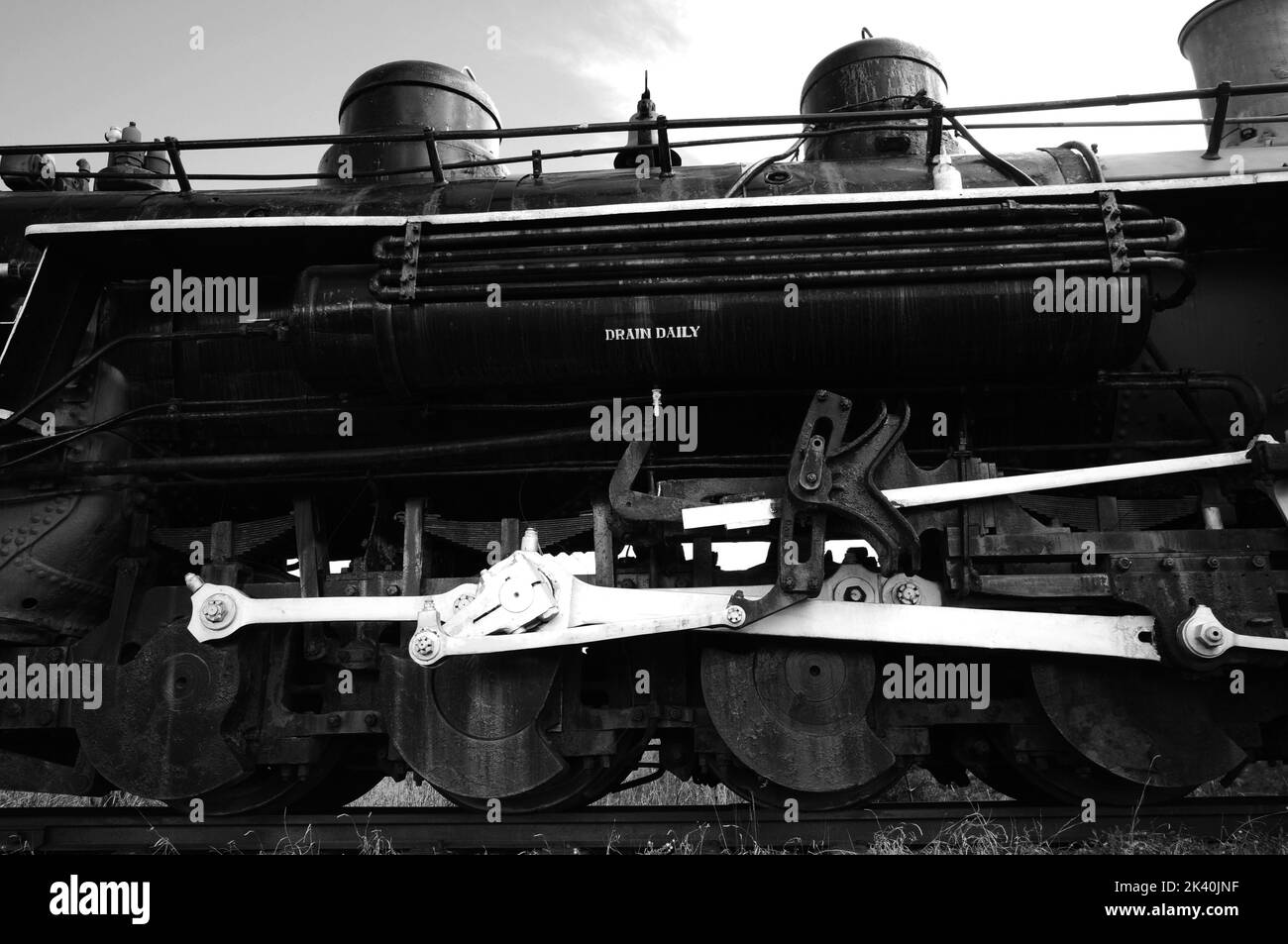 Vintage black steam powered railway train stock photo Stock Photo