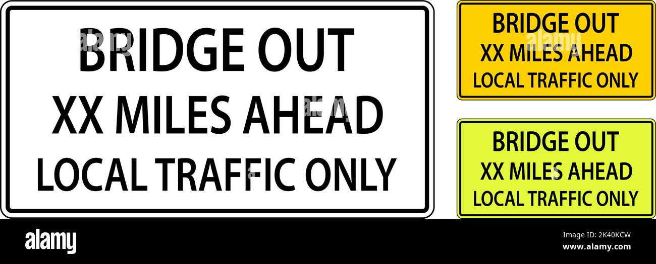 Bridge Closed Ahead Sign On White Background Stock Vector