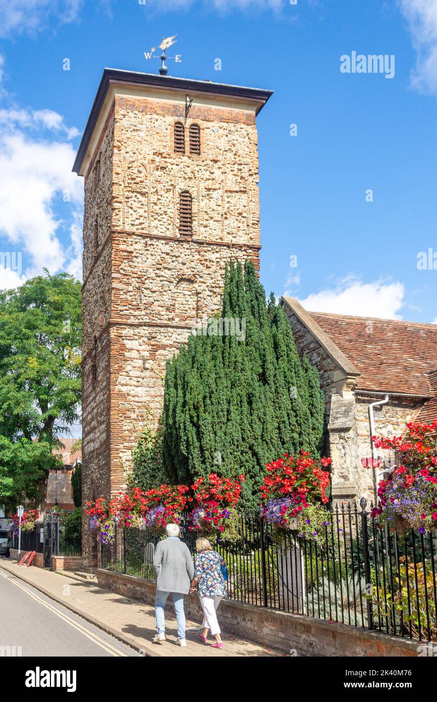 Holy Trinity Church tower, Trinity Street, Colchester, Essex, England, United Kingdom Stock Photo
