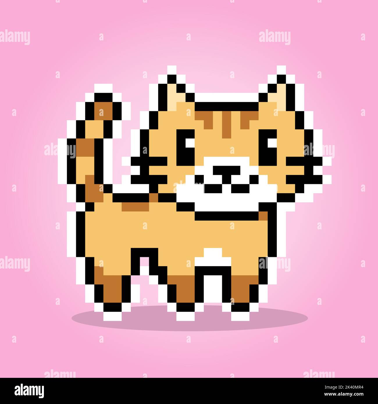 Download Cute pixel 8 bit cat isolated on blue background for free in 2023