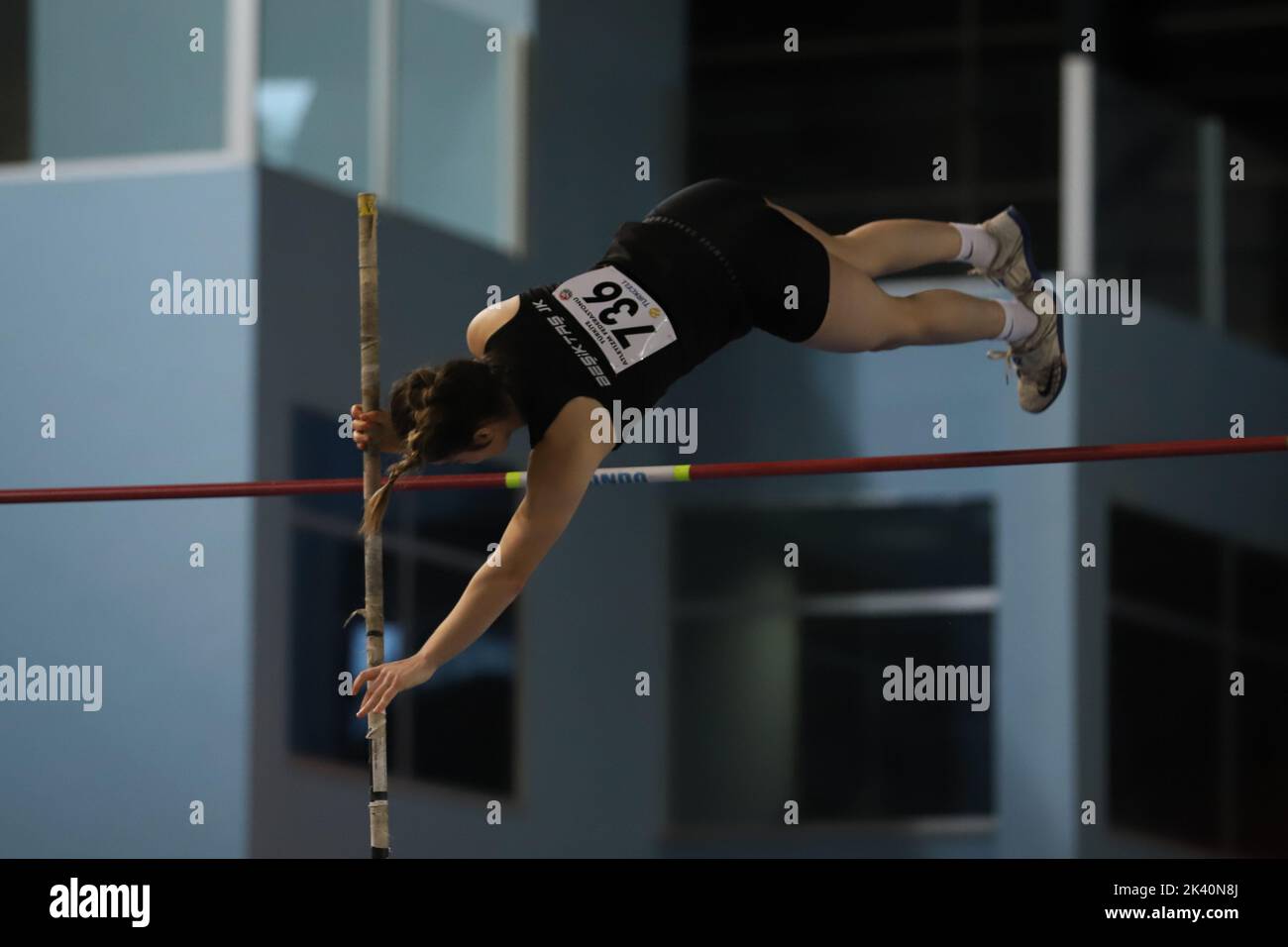 ISTANBUL, TURKEY FEBRUARY 19, 2022 Undefined athlete pole vaulting