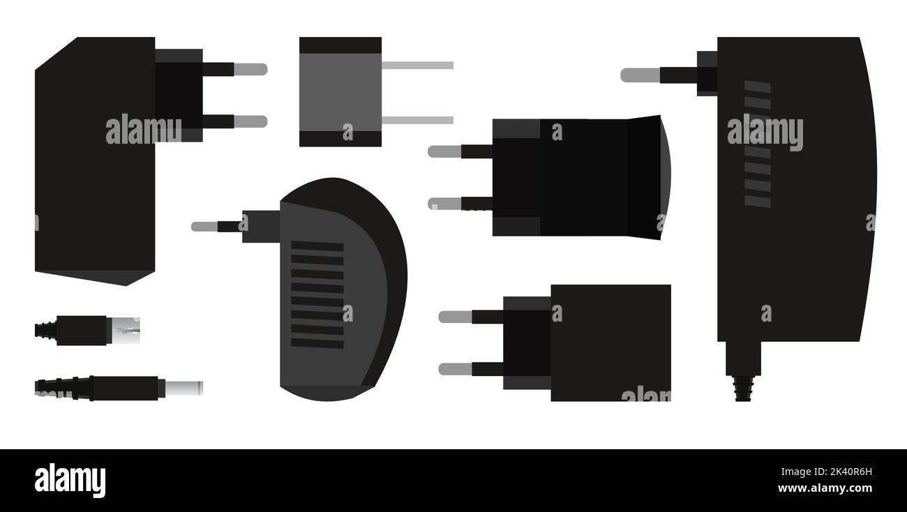 Set of Charger. Power supply for electrical appliances. Electrical plug