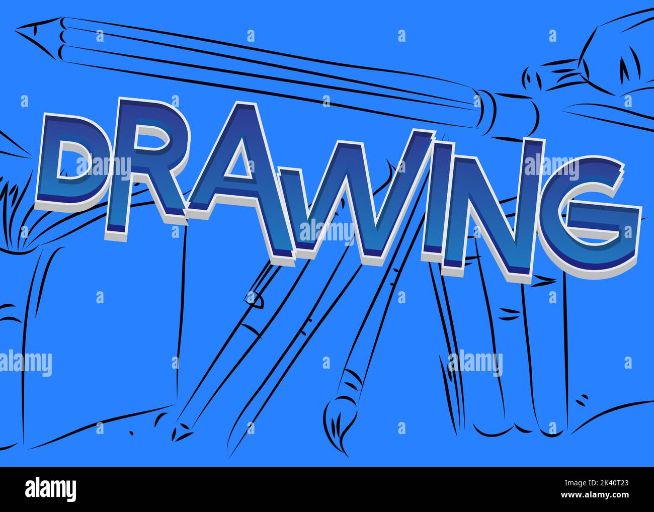 Drawing. Word written with Children's font in cartoon style Stock