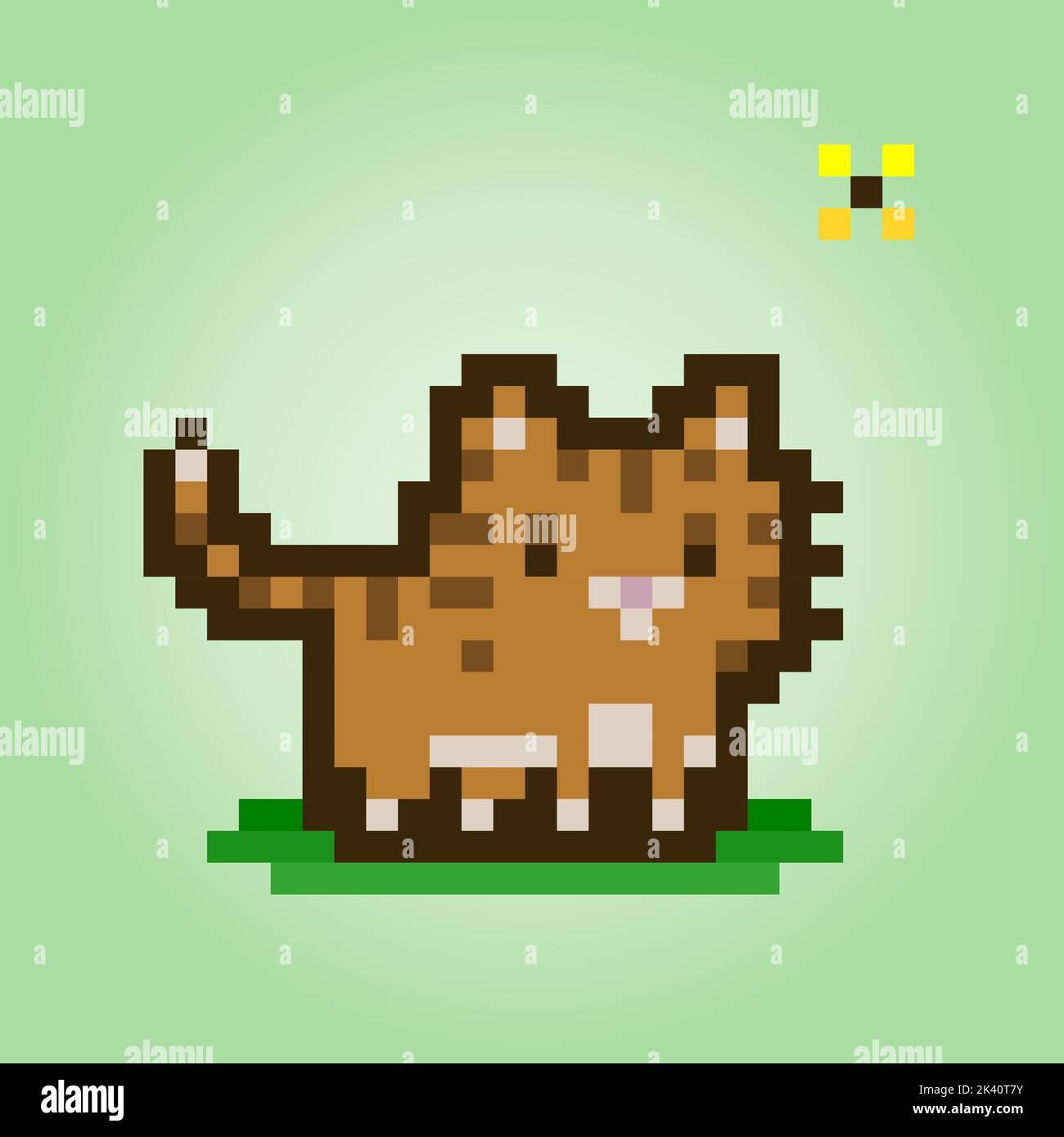 Classic 8 bit pixel art illustration of cute kitten. Retro 8 bit pixel art  style simple illustration of cute kitten used in old arcade games played on  Stock Photo - Alamy