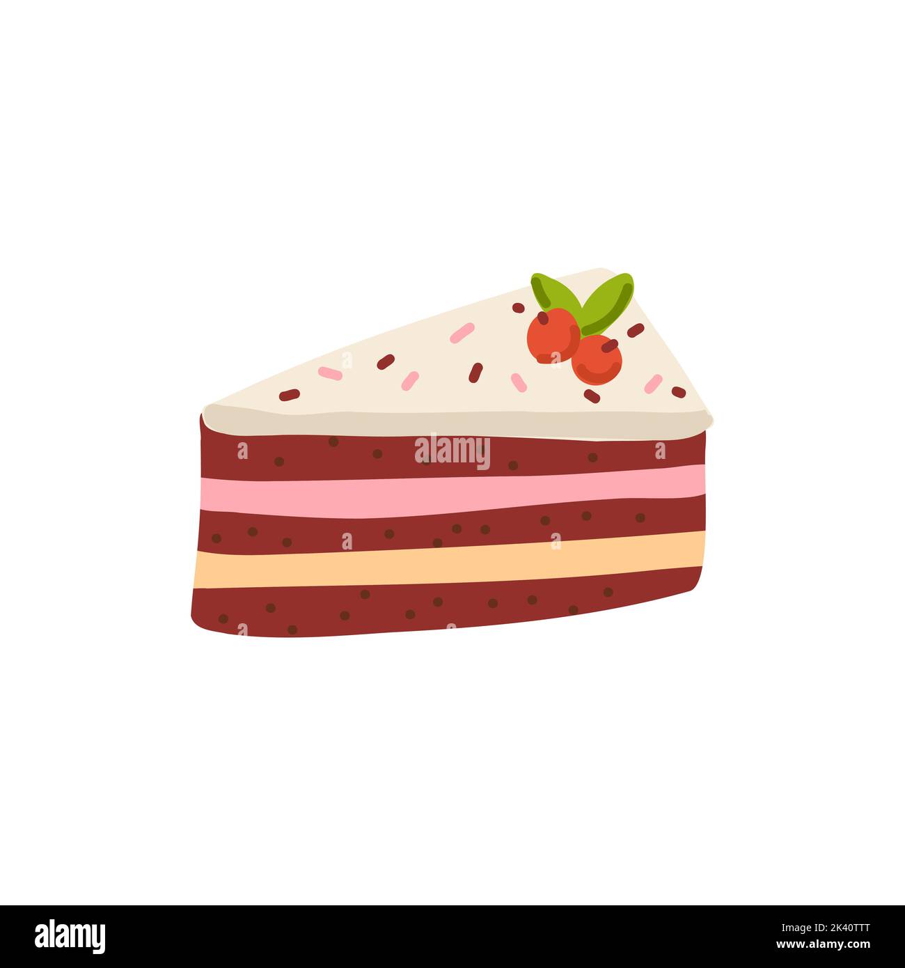 cartoon doodle cake slice - Stock Image - Everypixel