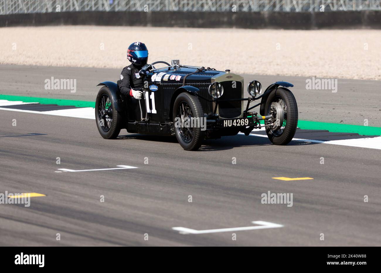 The 1928 Frazer Nash TT Replica, shared by Gregor Fisken and Patrick Blakeney Edwards went on to win the MRL Pre-War Sports Cars 'BRDC 500' Race. Stock Photo