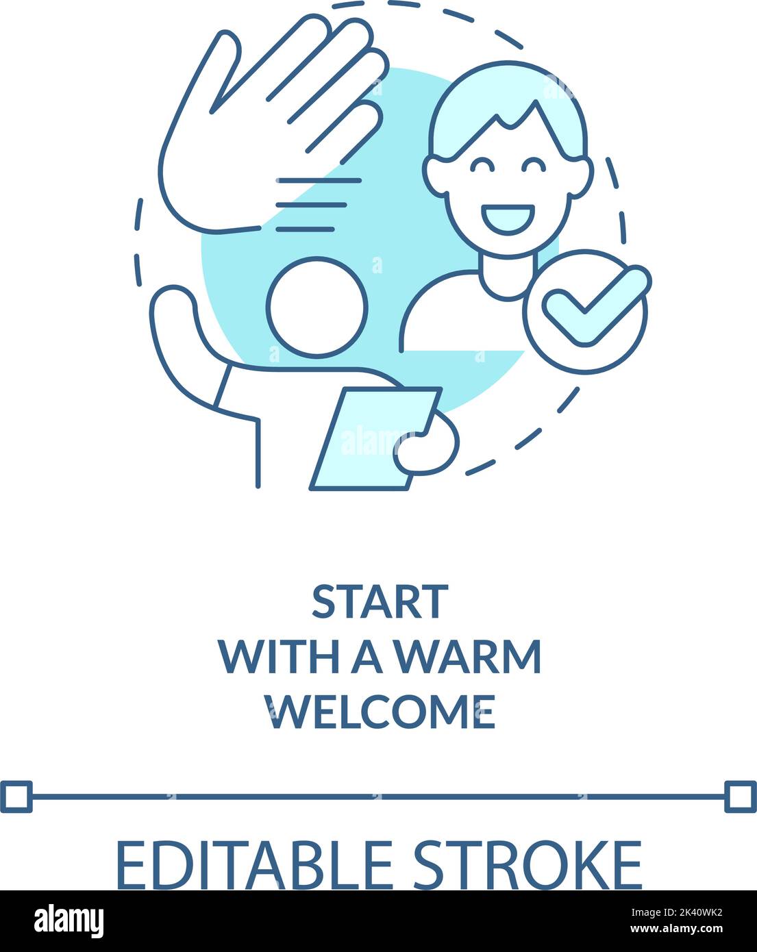 Start with warm welcome turquoise concept icon Stock Vector