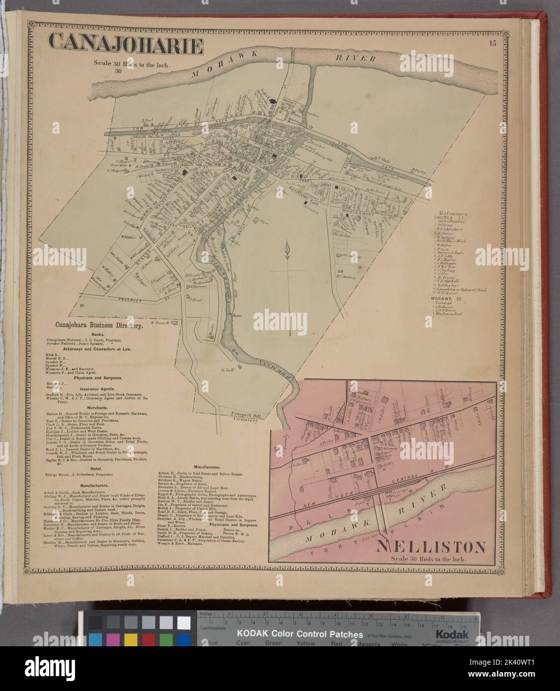 Canajoharie Village; Canajoharie Business Directory; Nelliston Village Cartographic. Atlases, Maps. 1868. Lionel Pincus and Princess Firyal Map Division. Real property , New York (State) , Montgomery County, Real property , New York (State) , Fulton County, Montgomery County (N.Y.), Fulton County (N.Y.) Stock Photo