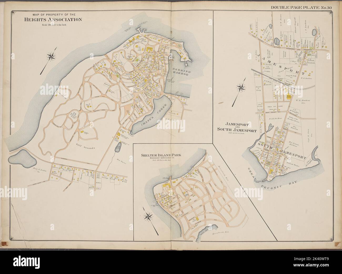 Suffolk County, V. 2, Double Page Plate No. 30 Map bounded by Map of