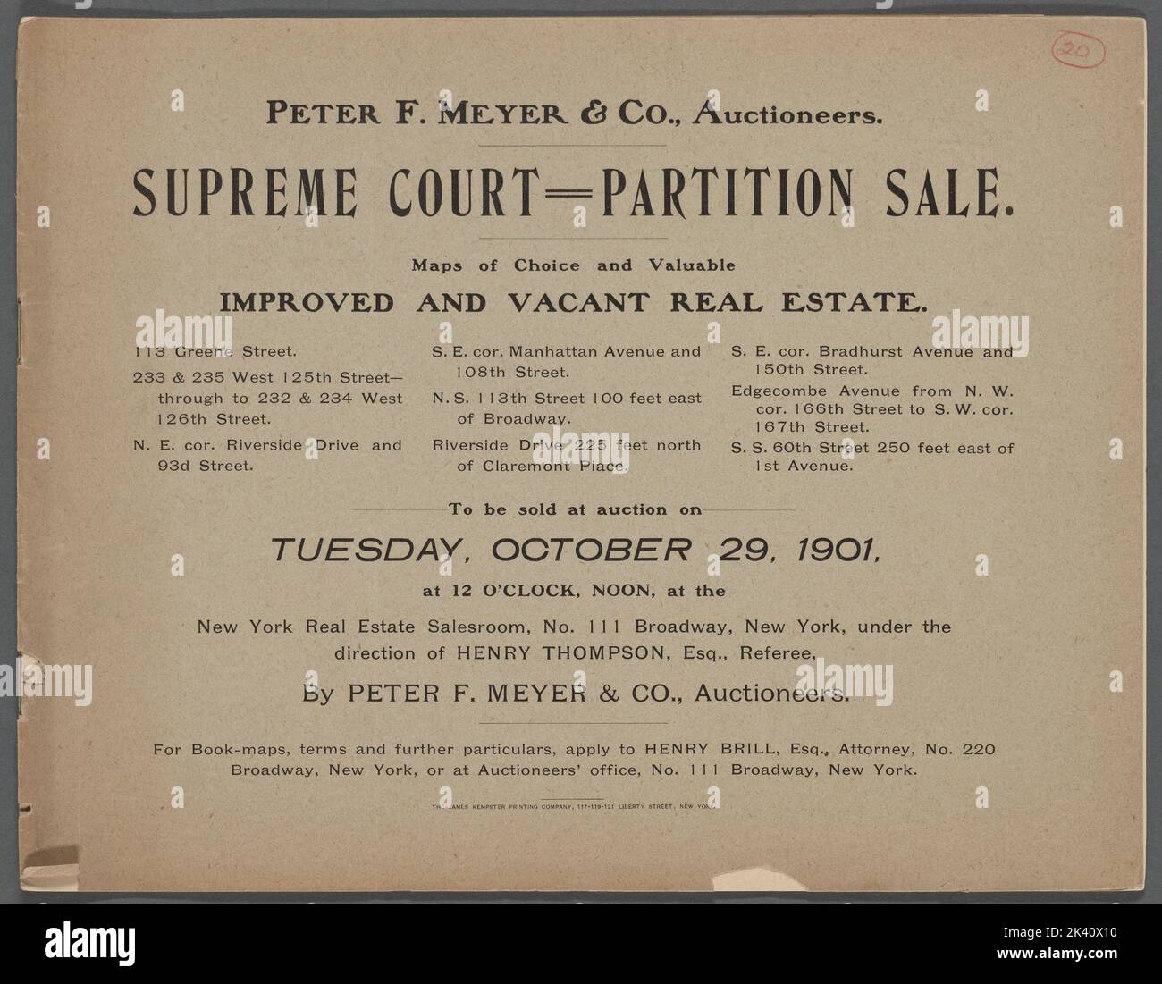Supreme Court Partition Sale. Cartographic. Maps. 19011029. Lionel