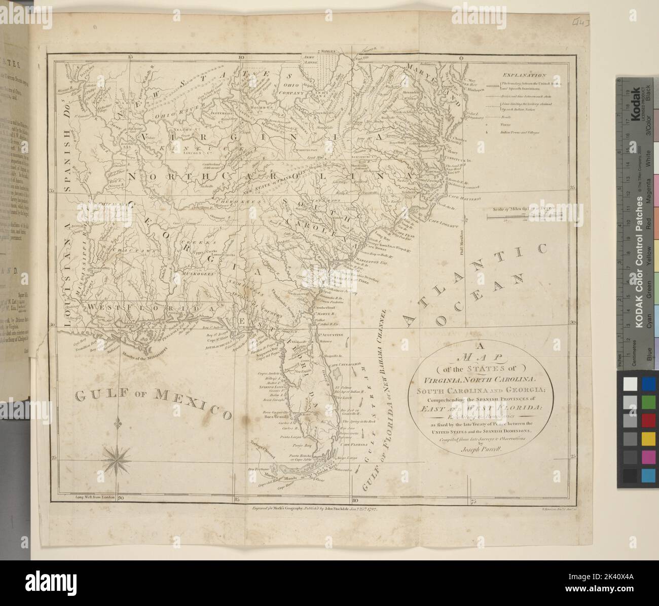 A map of the states of Virginia - A Map Of The States Of Virginia North Carolina South Carolina And Georgia Comprehending The Spanish Provinces Of East And West Florida Exhibiting The Boundaries As Fixed By The Late Treaty Of Peace Between The United States And The Spanish Dominions Compiled From The Late Surveys Observations By Joseph Purcell Morse Jedidiah 1761 1826 Cartographic Maps Atlases 1794 Lionel Pincus And Princess Firyal Map Division United States Geography United States 2K40X4A 