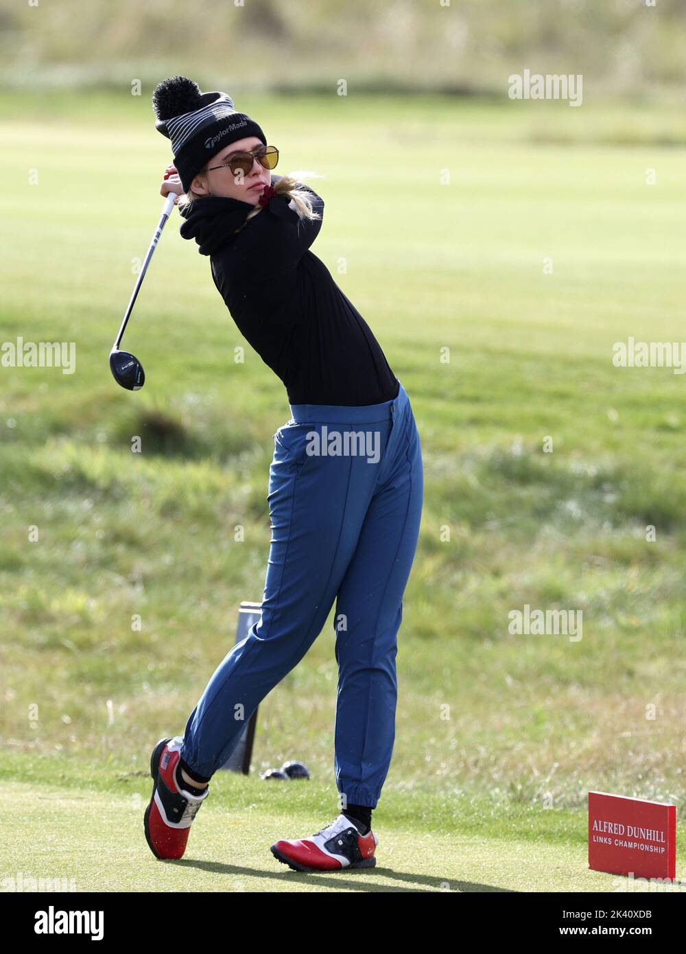 Kathryn Newton on the 3rd on day one of the Alfred Dunhill Links Championship 2022 at Carnoustie. Picture date: Thursday September 29, 2022. Stock Photo
