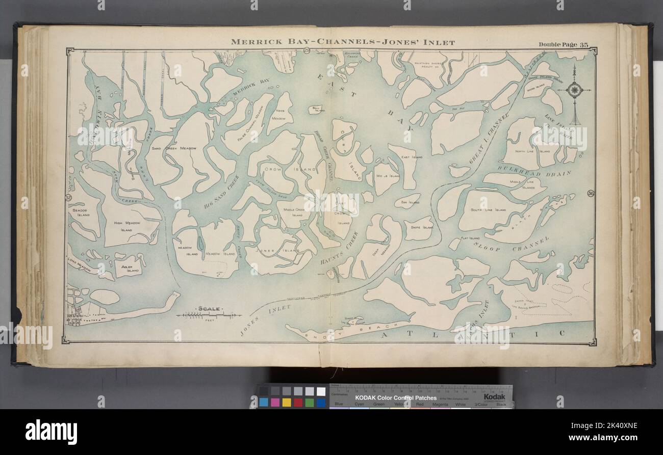 Merrick Bay - Channels - Jones' Inlet Cartographic. Atlases, Maps. 1914 
