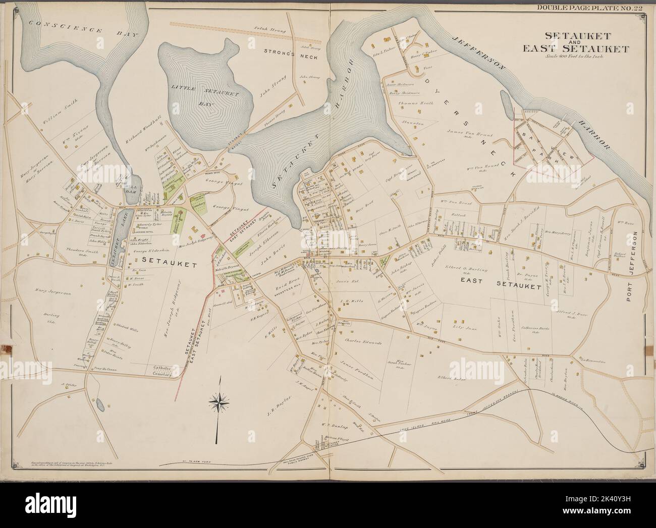 Suffolk County, V. 2, Double Page Plate No. 22 Map bounded by Jefferson